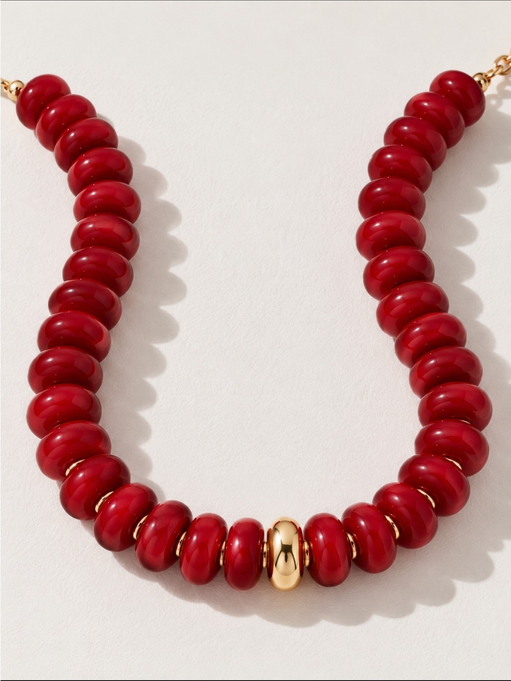New! Crimson Red Beaded Statement Necklace NWOT